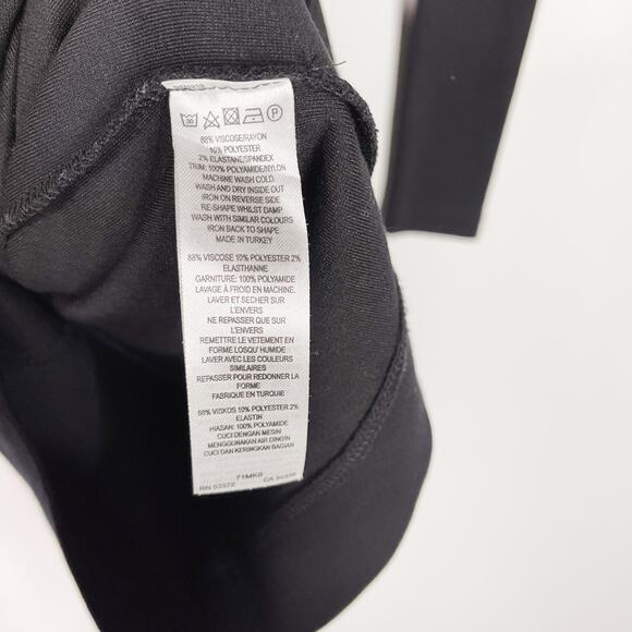 French Connection Size 0 Black Lace Inset Long Sleeve Ponte Knit Bodycon Dress - Picture 8 of 9